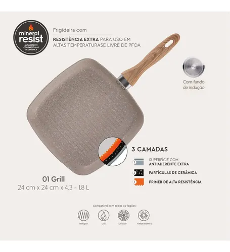 Jogo De Panelas 7 Ceramic Life Smart Plus Areia Brinox