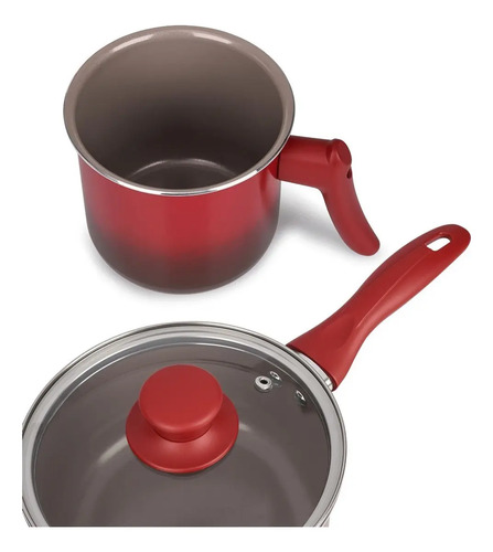 Jogo De Panelas 7 Peças Revst Cerâmico Antiaderente Brinox Vermelho