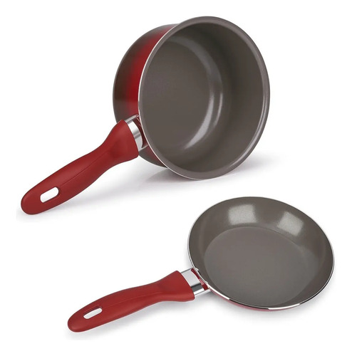 Jogo De Panelas 7 Peças Revst Cerâmico Antiaderente Brinox Vermelho