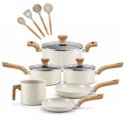 Jogo de panelas antiaderente 10 pecas ceramica e utensilios
