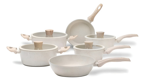 Jogo de panelas antiaderente 6pc sirius vanilla brinox