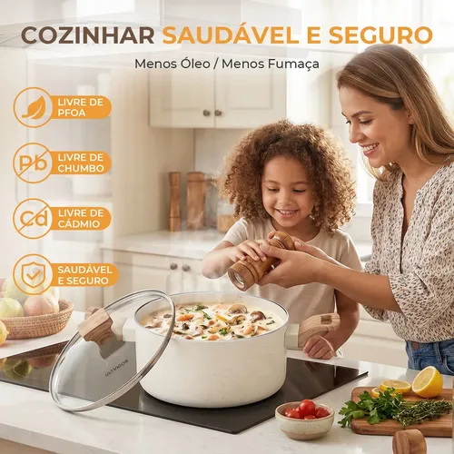 Jogo De Panelas Antiaderente Cerâmica 10 Peças Gas Indução