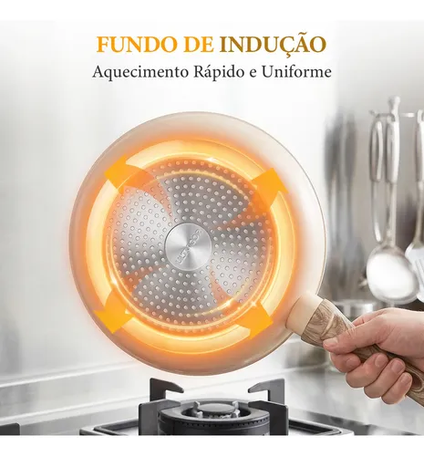 Jogo De Panelas Antiaderente Cerâmica 14 Peças Indução Gas