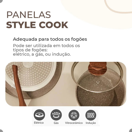 Jogo De Panelas Antiaderente Cerâmica Mimo Style 10 Peças