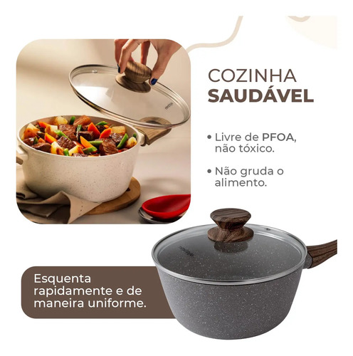 Jogo De Panelas Antiaderente Cerâmica Mimo Style 10 Peças