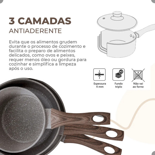 Jogo De Panelas Antiaderente Cerâmica Mimo Style 10 Peças