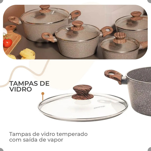 Jogo De Panelas Antiaderente Cerâmica Mimo Style 10 Peças