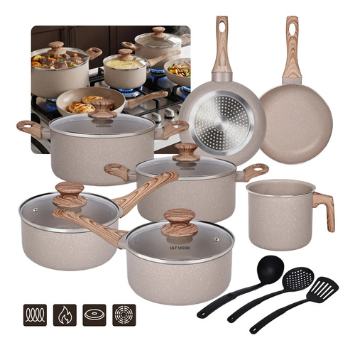 Jogo de panelas ceramica antiaderente inducao gas 10 pecas