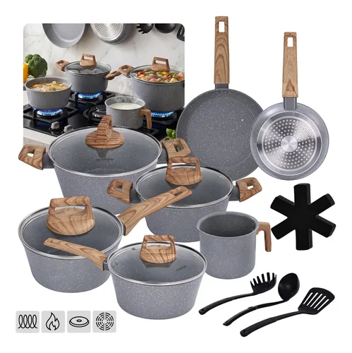 Jogo de panelas ceramica antiaderente inducao gas 15 pecas