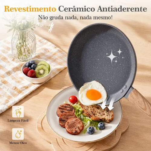 Jogo De Panelas Cerâmico Antiaderente Indução 15 Peças Conj