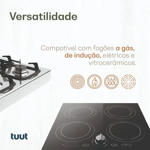 Jogo De Panelas Cerâmico Triplo Indução Tuut Ecoglid 5 Peças Cor Baunilha