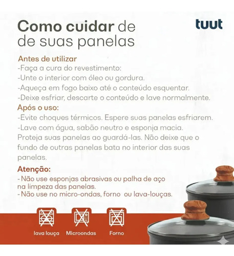 Jogo De Panelas Cerâmico Triplo Indução Tuut Ecoglid 5 Peças Cor Preto Granito
