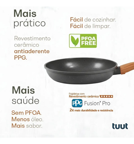 Jogo De Panelas Cerâmico Triplo Indução Tuut Ecoglid 5 Peças Cor Preto Granito