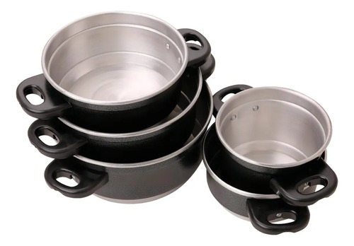 Jogo de Panelas Extra Forte Luxo 12 Peças com Panela de Pressão e Frigideira Antiaderente Preto Craqueado