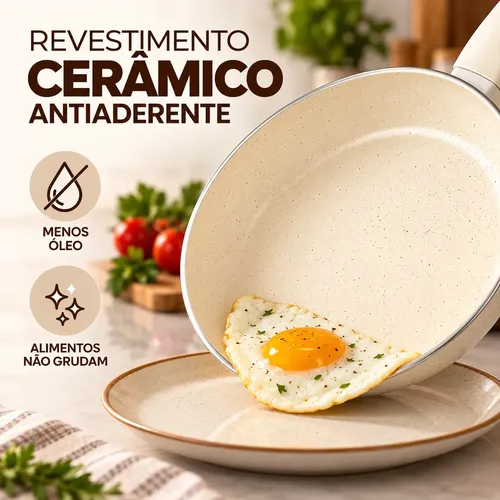 Jogo De Panelas Genebra Cerâmica 12 Pçs Antiaderente Indução
