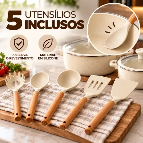 Jogo De Panelas Genebra Cerâmica 12 Pçs Antiaderente Indução