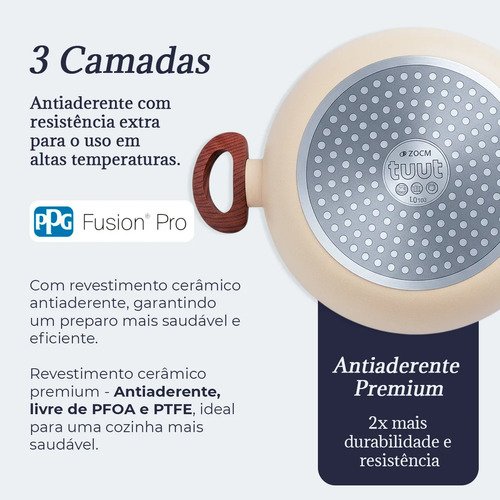 Jogo De Panelas Induçao Antiaderente Cerâmica 10 Peças Ppg Pfoa Free Baunilha
