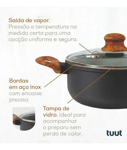 Jogo De Panelas Indução Tuut Ecoglide 8 Peças graphite