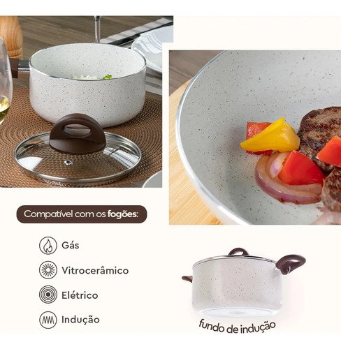 Jogo De Panelas Smart Plus Vanilla Indução Cerâmico 5peças Brinox 4774/101