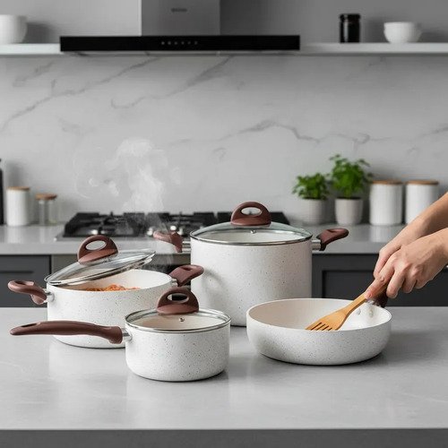 Jogo De Panelas Smart Plus Vanilla Indução Cerâmico 5peças Brinox 4774/101