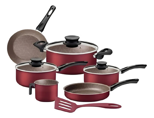 Jogo de panelas tramontina paris antiaderente vermelho 7 pcs