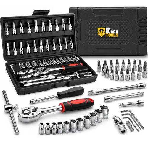 Jogo de soquete catraca chave allen kit c maleta 46 pecas