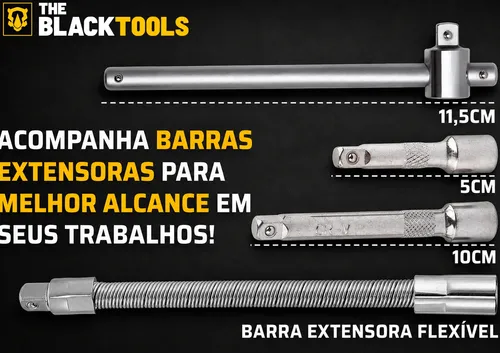Jogo De Soquete Catraca Chave Allen Kit C/ Maleta 46 Peças
