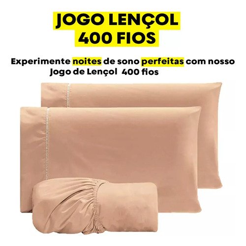 Jogo Lençol Casal 3pç 400 Fios Hipercal Conforto Macio