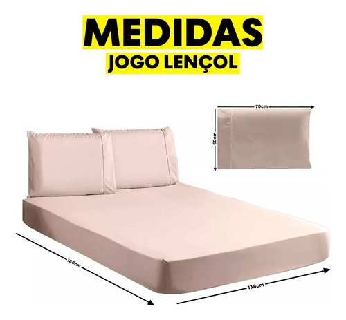 Jogo Lençol Casal 3pç 400 Fios Hipercal Conforto Macio