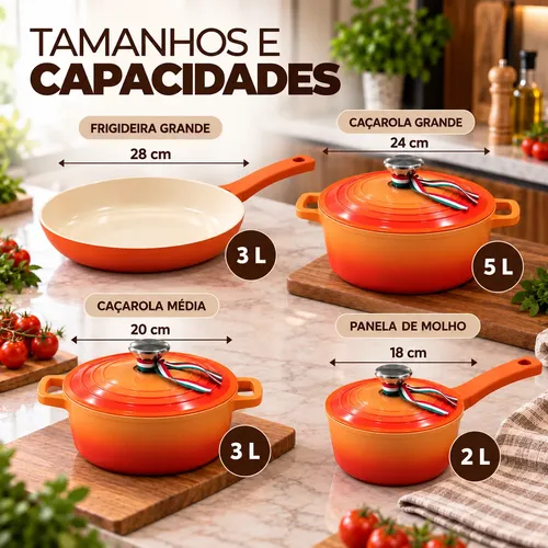 Jogo Panelas Genebra Cerâmica Antiaderente 16 Peças Indução