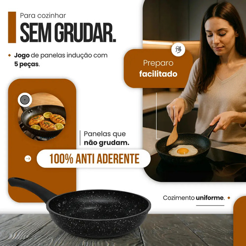 Jogo Panelas Indução Cerâmica Viena 5 Peças Casambiente