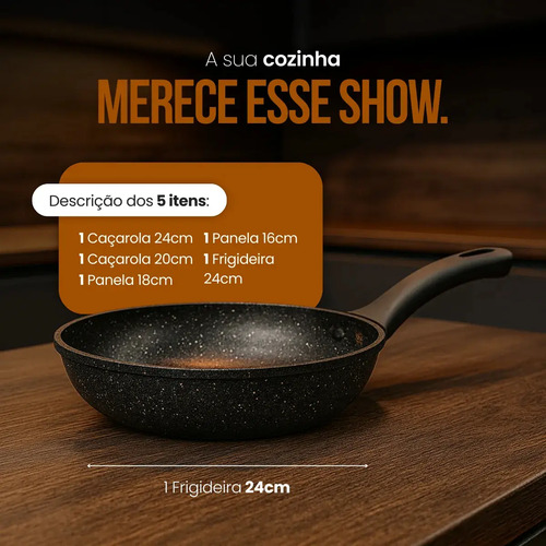 Jogo Panelas Indução Cerâmica Viena 5 Peças Casambiente