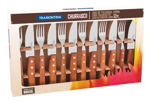 Jogo para churrasco tramontina 12 pecas jumbo garfo faca cor
