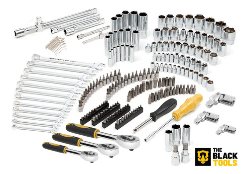 Jogo Soquetes Catracas Ferramentas Kit Chave 216 Peças Completa Oficina Master Maleta Tkf216 The Black Tools