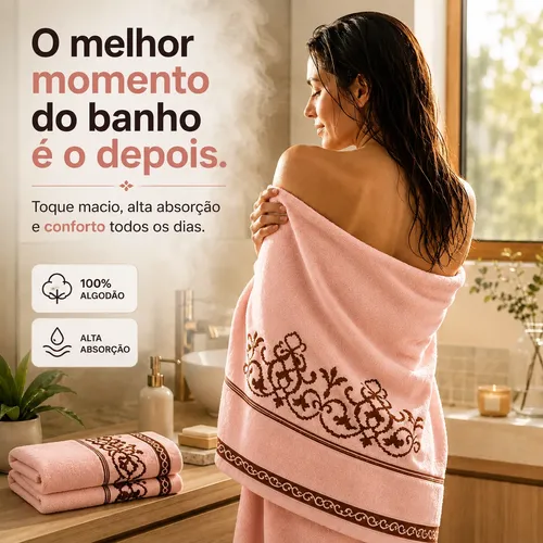 Jogo Toalhas Banho E Rosto Grossas Macias 100% Algodão 4pçs