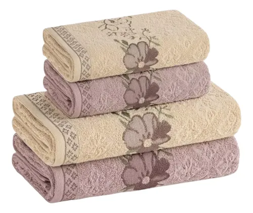 Jogo toalhas banho karsten 4pcs grossas macias 100 algodao