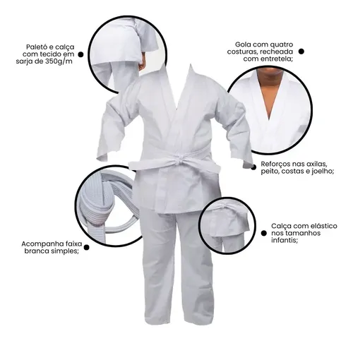Kimono Infantil Jiu Jitsu Haganah Judô Reforçado + Faixa