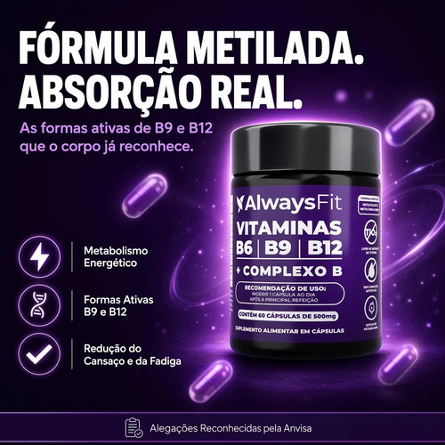 Kit 03 - Complexo B AlwaysFit | Metilfolato + Metilcobalamina + Vitaminas do Complexo B