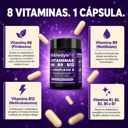 Kit 03 - Complexo B AlwaysFit | Metilfolato + Metilcobalamina + Vitaminas do Complexo B