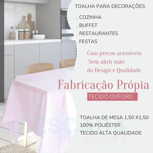 Kit 05 Toalha De Mesa 4 Cadeiras Oxford 1,50x1,50 Liquidação