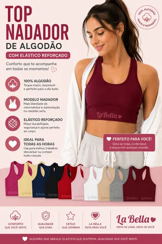 Kit 05 Top Nadador De Algodão Cotton Esporte