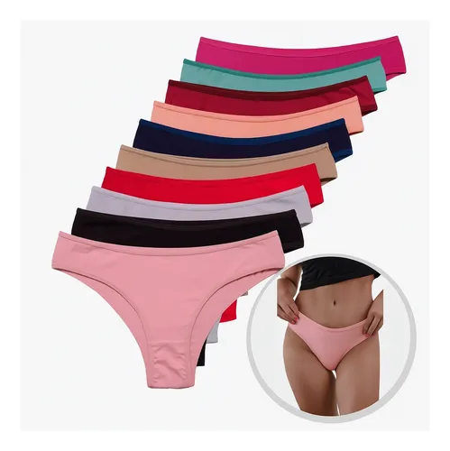 Kit 10 calcinhas algodao tanga lisa conforto basica feminina