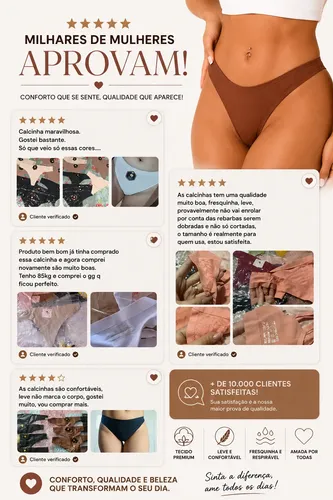Kit 10 Calcinhas Fio Dental Premium Sem Costura Microfibra