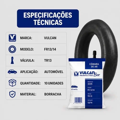 Kit 10 Câmaras De Ar Fr13/14 Tr13 Para Carro Vulcan
