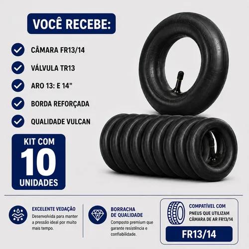 Kit 10 Câmaras De Ar Fr13/14 Tr13 Para Carro Vulcan