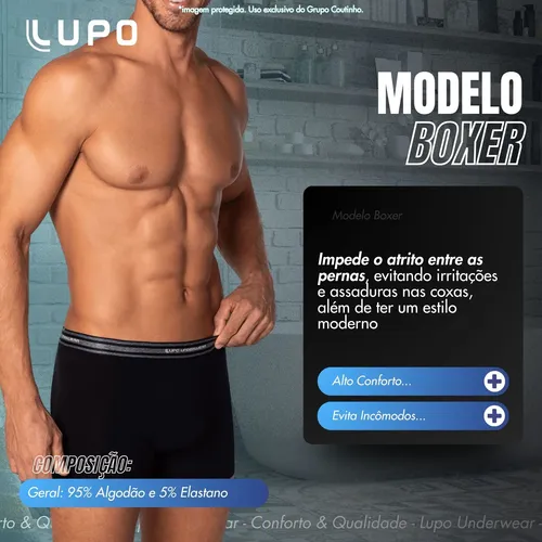 Kit 10 Cueca Boxer Lupo Algodão Cotton Conforto Original Box