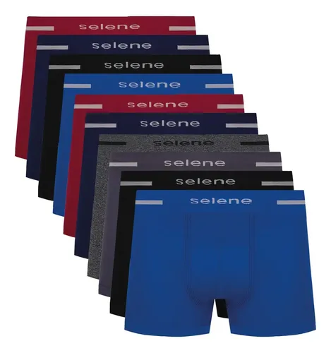 Kit 10 cueca boxer sem costura microfibra selene masculina