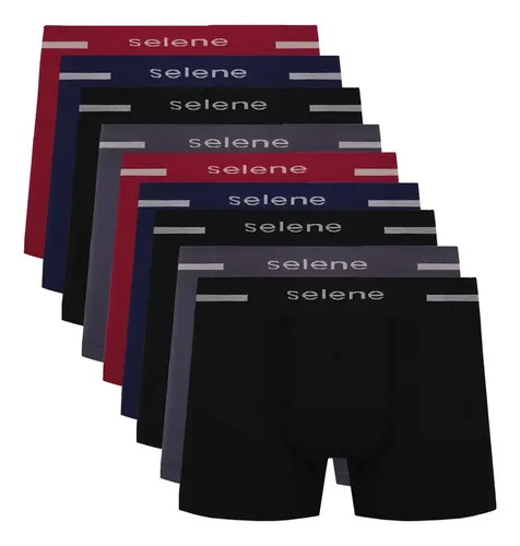 Kit 10 Cueca Boxer Sem Costura Microfibra Selene Masculina