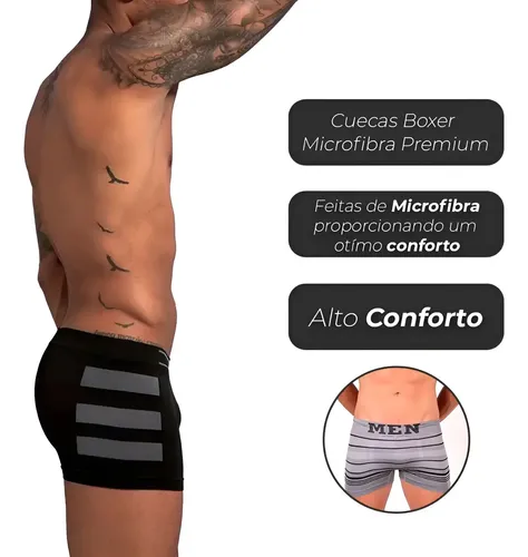 Kit 10 Cuecas Boxer Em Microfibra Adulto Premium