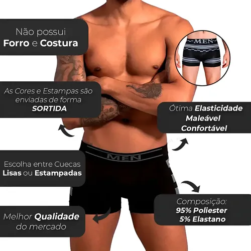 Kit 10 Cuecas Boxer Em Microfibra Adulto Premium